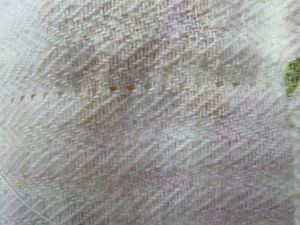can you see the little almost dotted line (center) where the thread was pulled?